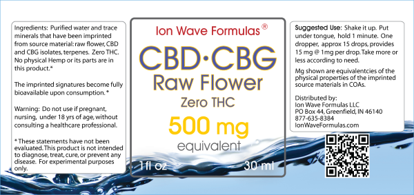CBD-CBG Raw Flower Formula Label